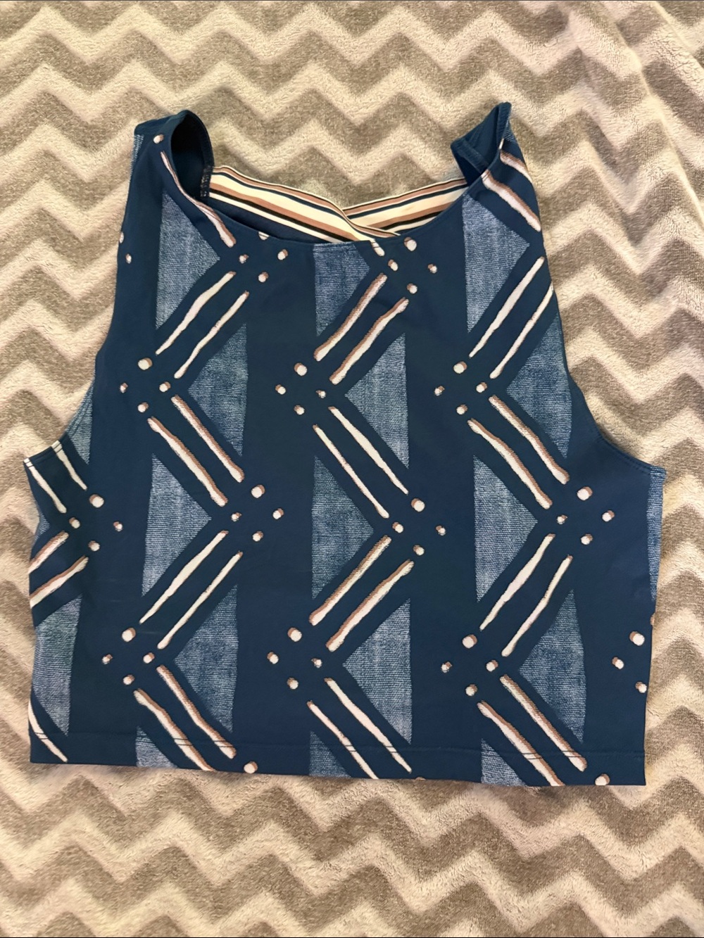 Nike Blue Geometric Print Tank Top with Cream Accents